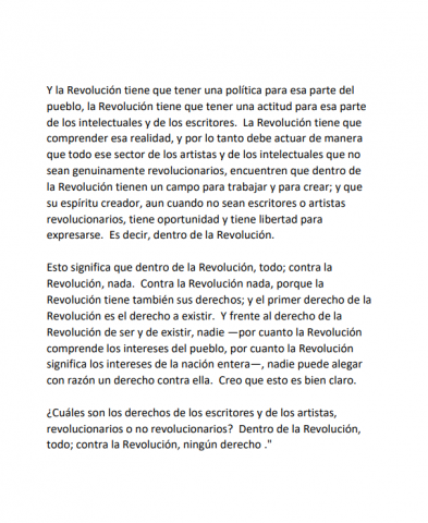 1961 fragmento del discurso palabras a los intelectuales
