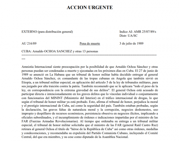 amnistía internacional, caso ochoa(1) 1989