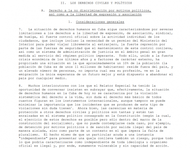 naciones unidas, situación de los derechos humanos en cuba, nota del sercetario general 1995