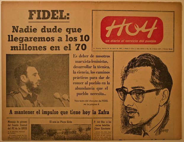 portada del diario hoy (la habana), abril de 1965